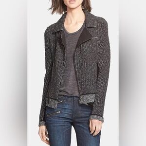 Rag & Bone Jacket Knit Moto Melinda Metallic Biker Black Small